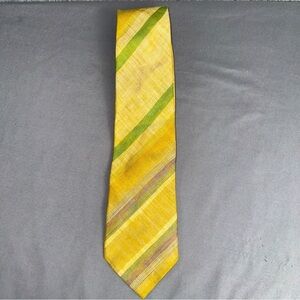 Ermenegildo Zegna Ties Mens 58" Yellow Diagonal Pattern Linen Luxury Wedding